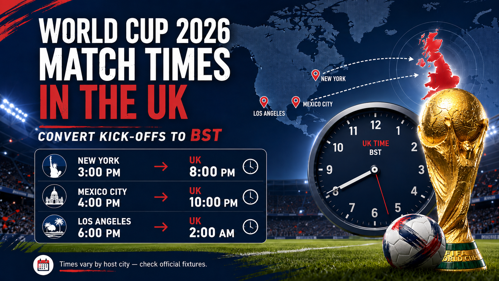 World Cup 2026 match times in the UK – BST kick-off time conversion guide